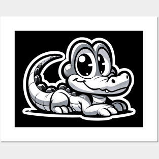 cute cartoon crocodile Posters and Art